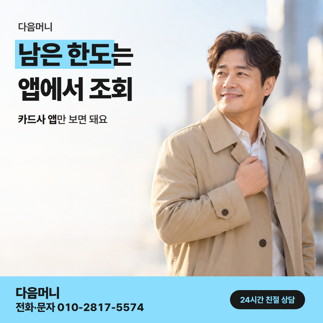 다음머니 안산카드깡 이용 가능 금액